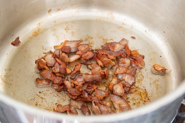 Crispy Bacon Bits in Soup Pot