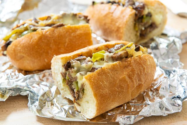 Philly Cheese Steak Sandwich - On Foil with Peppers and Onions