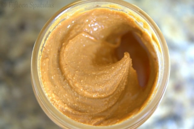 a peanut butter swirl in the jar