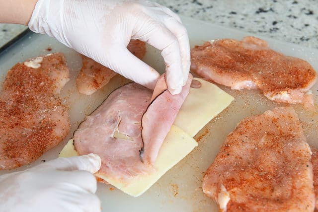 Ham and Cheese Slices on Chicken Breast
