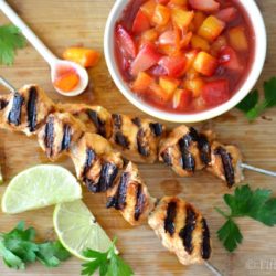grilled Chicken Skewers with Fruit Chutney on Side