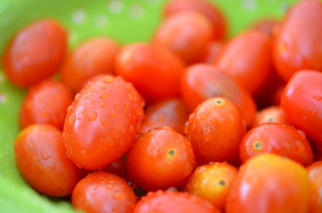 Washed Grape Tomatoes in Colander