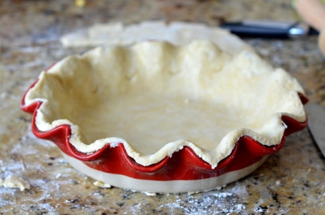 Red Pie Plate Lined with Pie Crust