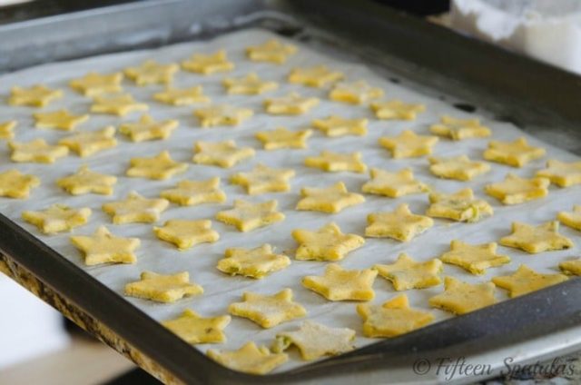 jalapeno cheddar crackers on a baking sheet