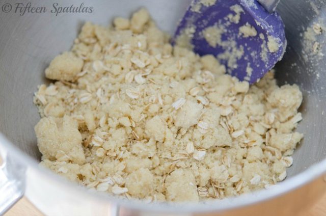 Mixing Shortbread Cookie Bar Dough with Oats
