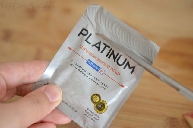 Cutting into packet of platinum yeast helps strengthen whole wheat dough