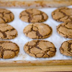 Crinkled Ginger Molasses Cookies on Parchment