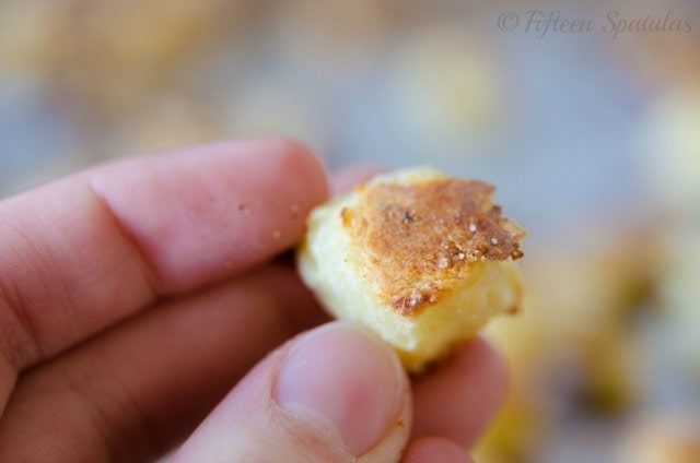 a closeup of the crispy edge of a fat free potato
