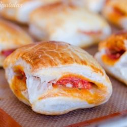 Pepperoni Pizza Puffs on Silpat