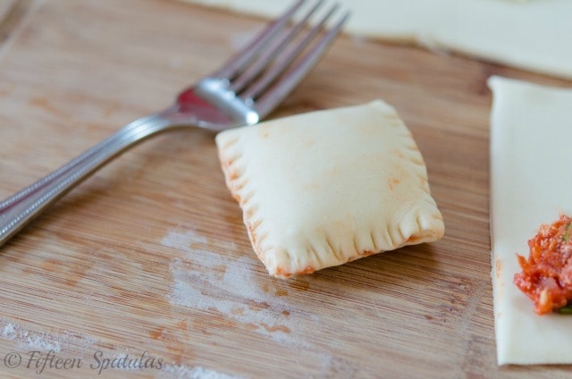 Puff Pastry Pizza Roll Crimped with Fork