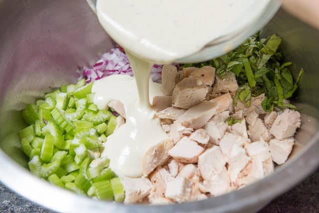 Cranberry Chicken Salad Dressing - Poured Into Mixing Bowl