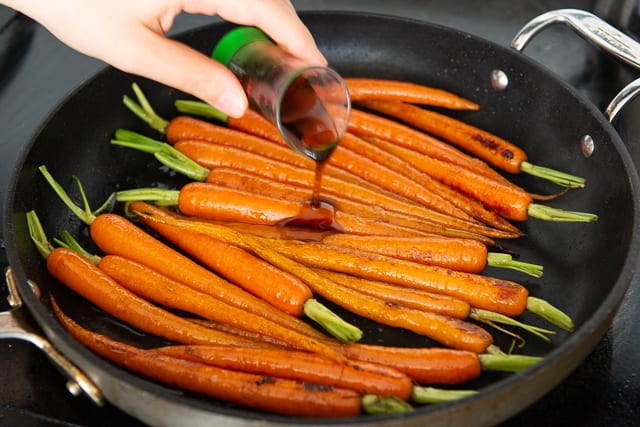 Maple Syrup Carrots - Pour the Syrup Over Once Carrots are Browned