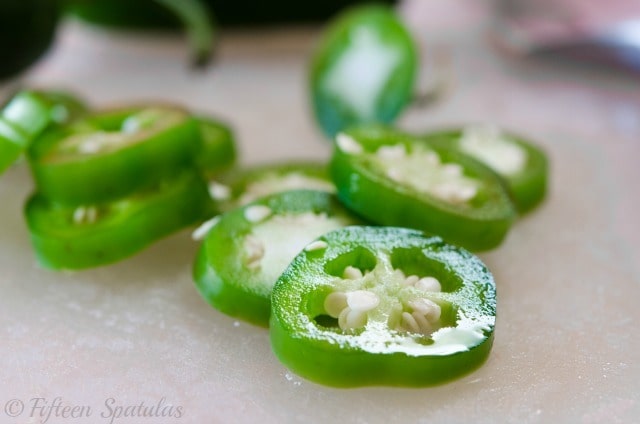 Close Up View of Sliced Jalapeno with Seeds
