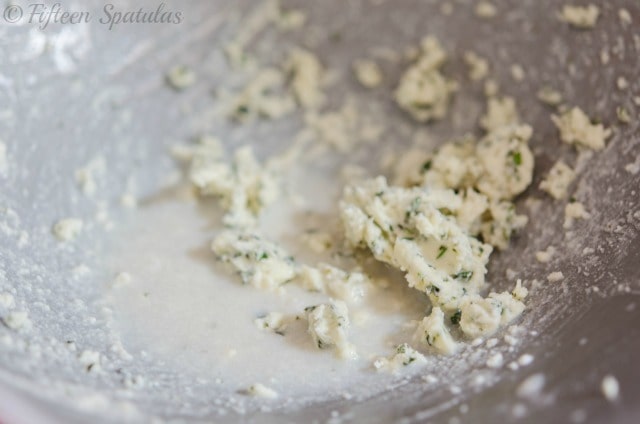 Whipped Herb Butter - In Mixing Bowl with Buttermilk Separating