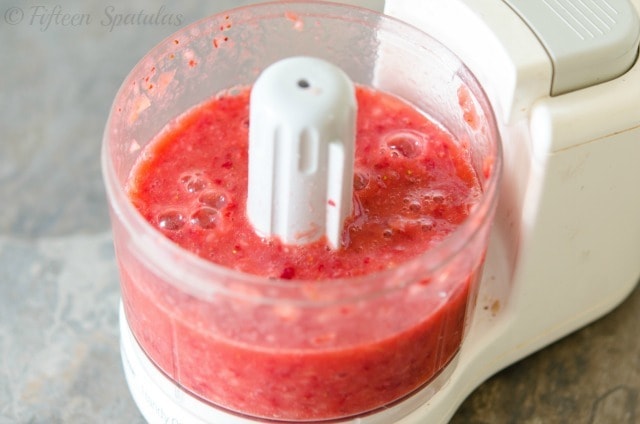 Strawberry Puree in Food Processor Bowl