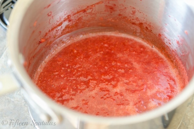 Simmering Strawberry Puree in Pot