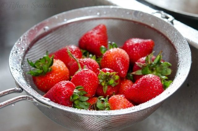 Fresh Strawberries in a Fine Mesh Strainer