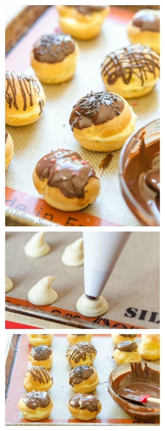 Photo Collage of Making Cream Puffs
