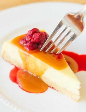 Caramel Cheesecake with Raspberries