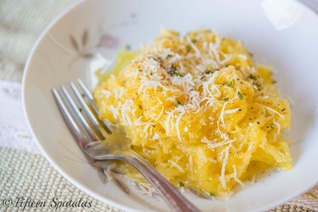 Spaghetti Squash in Bowl with Parmesan and Herbs