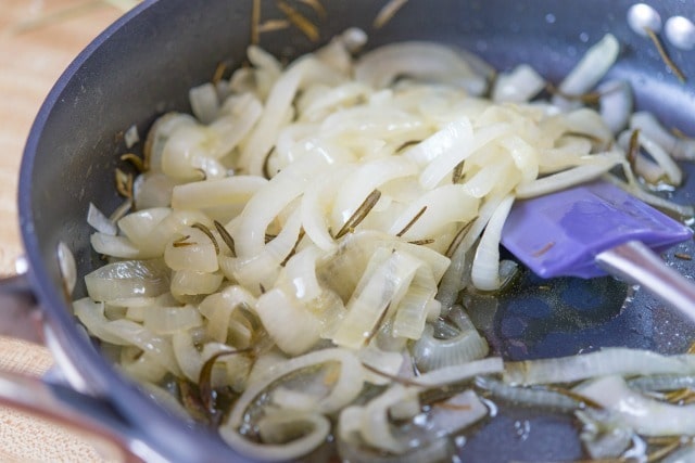 Softened Onions and Herbs in Skillet