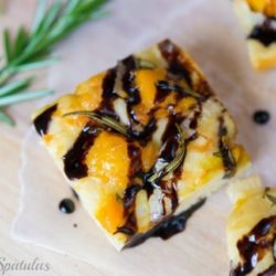 Butternut Squash Focaccia Square Drizzled with Balsamic