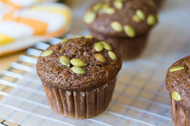 Pumpkin Muffin Recipe - Shown on a Wax Paper Lined Wire Rack