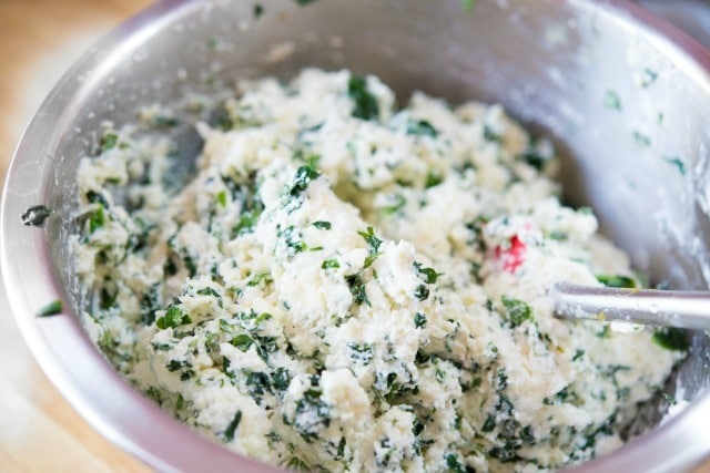 Cheesy Ricotta Herb Filling in bowl