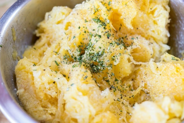 Cooked Spaghetti Squash with minced Rosemary
