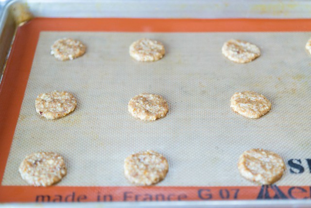 Small Mounds of Florentine Cookie Dough on Silicone Mat