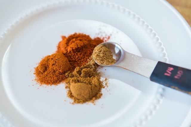 Spices on Plate with Teaspoon Measure