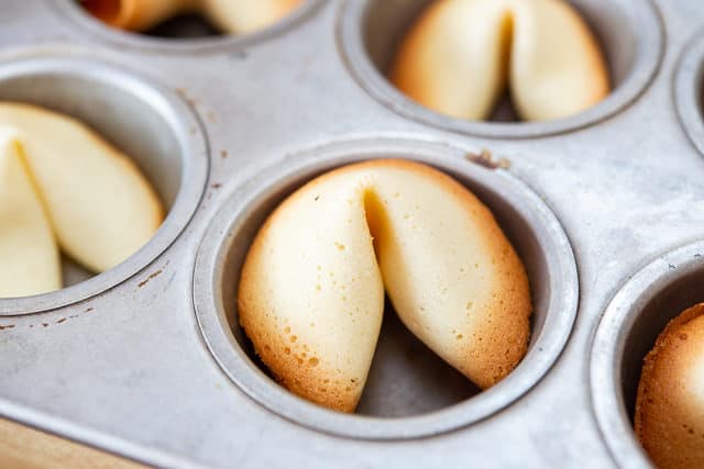 Fortune Cookie Recipe - In Muffin Tin Wells Holding Shape