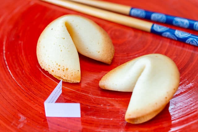 Homemade Fortune Cookies on Red Tray