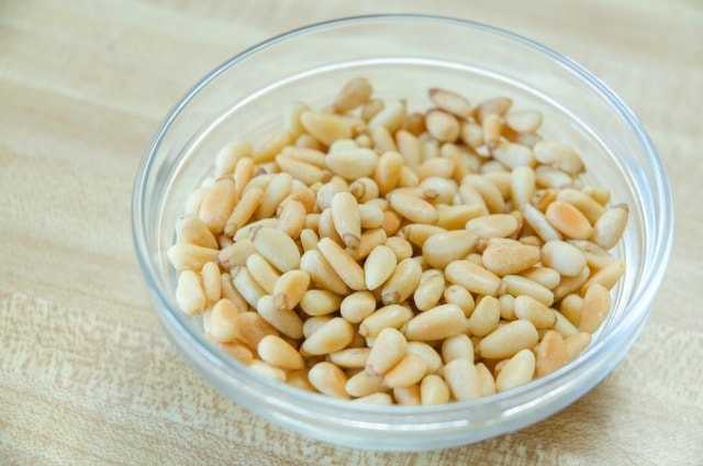 Pine Nuts in Glass Bowl