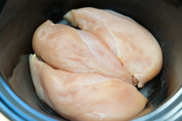 Three Chicken Breasts in Single Layer in Crock Pot