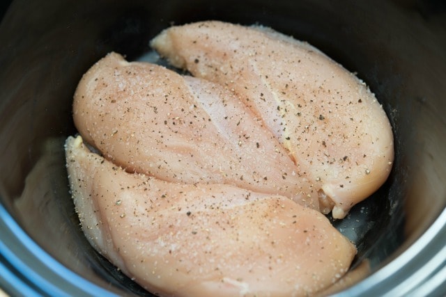 Boneless Slow Cooker Chicken Breast In Crock with Salt and Pepper