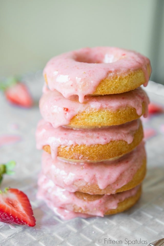 Stack of Strawberry Glazed Donuts