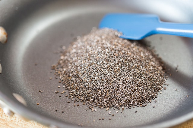 Toasted Chia Seeds in skillet