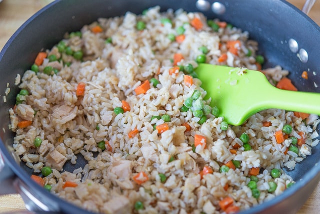 Green Curry Rice in Skillet Frying