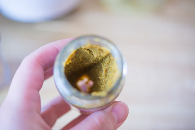 Close Up of Green Curry Paste in Jar