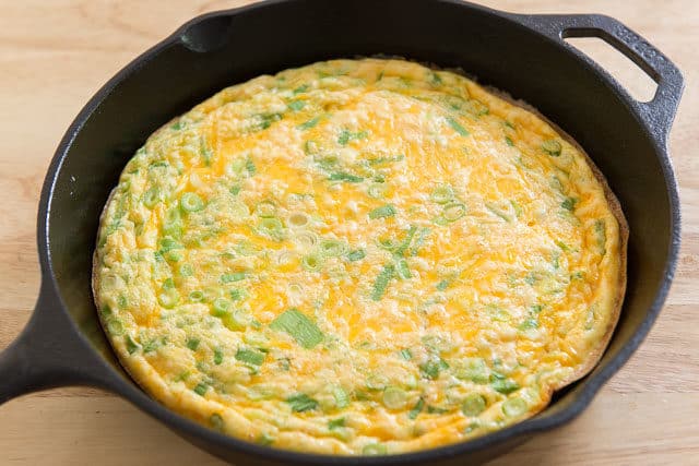Potato and Egg Frittata Baked in Cast Iron Skillet