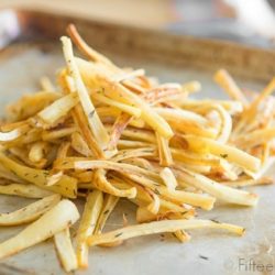 Roasted Garlic Thyme Parsnip Fries on Sheet Pan