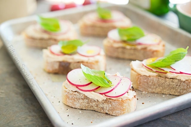 Radish Appetizer On a Tray with Toast
