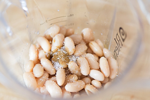 White Beans in Blender Jar with Seasoning