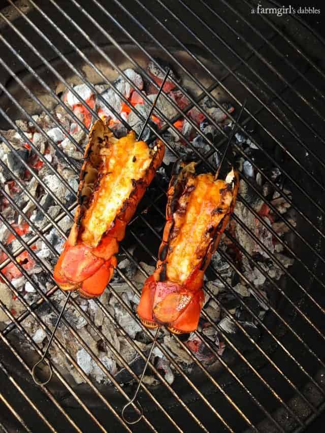 Grilled Lobster Tails Over Hot coals
