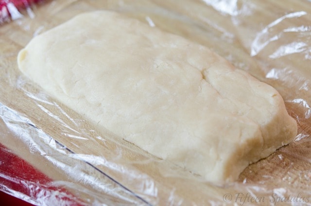 Rectangle of Shortbread Dough in Plastic Wrap