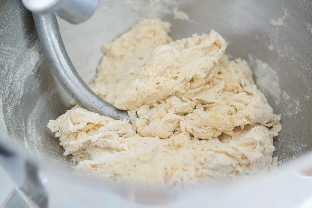 Garlic Knot Dough in Mixing Bowl with Dough Hook