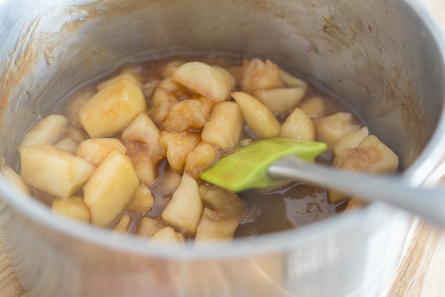 Soft Cooked Apple Chunks in Saucepan