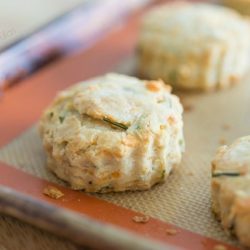 Cheddar Chives Scones on Silicone Mat with Ridged Edges