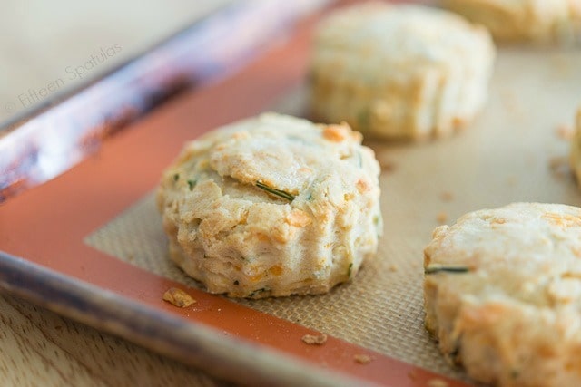 Cheddar Chive Scones - On Silicone Pat Baking Tray